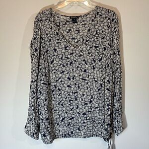 Lucky Brand Dark Floral‎ Peasant Blouse